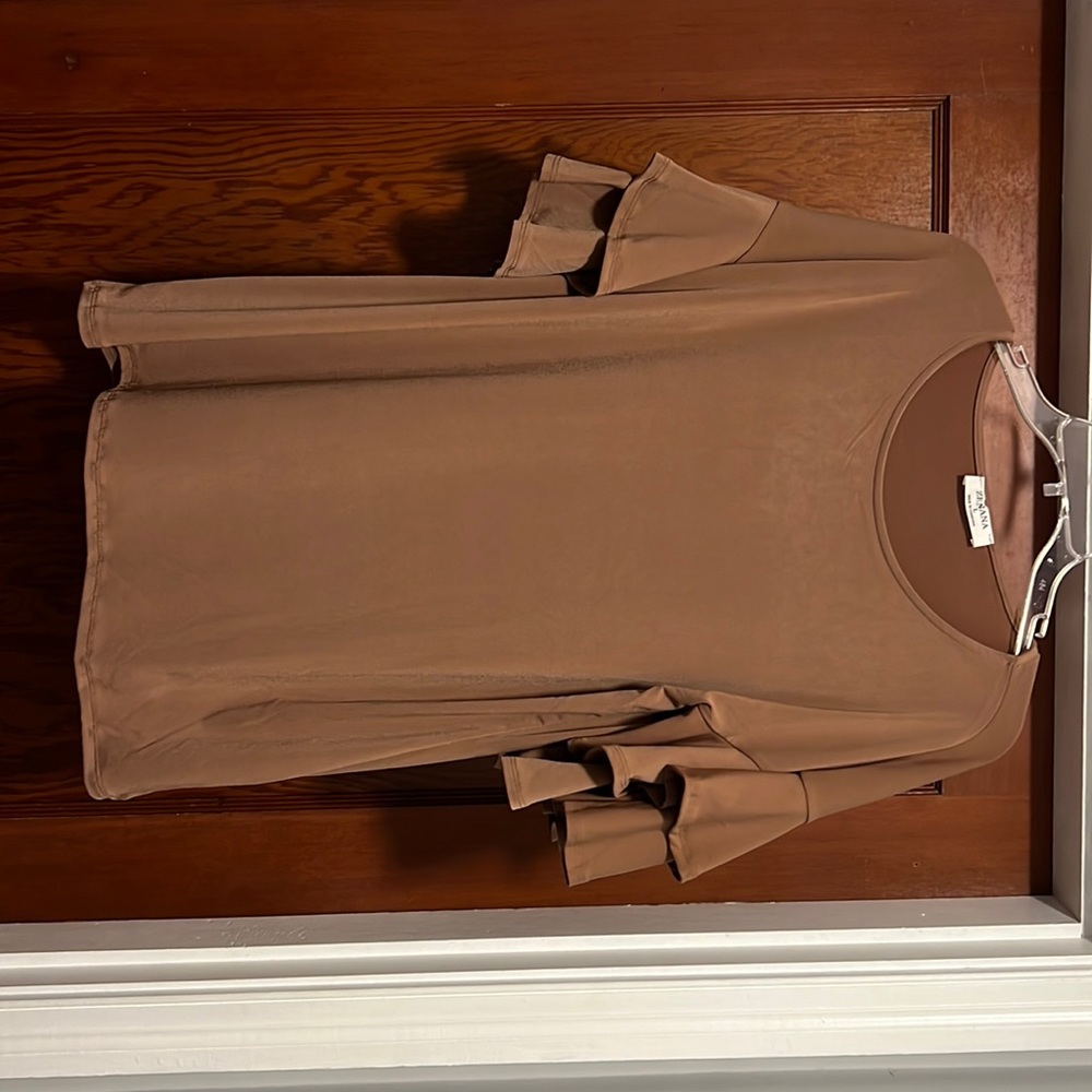 Brown silk-like tiered sleeve tunic